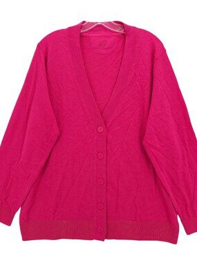 WOOLX  Gia Sweater Cardigan Pink 100% Merino Wool EUC Women's XL